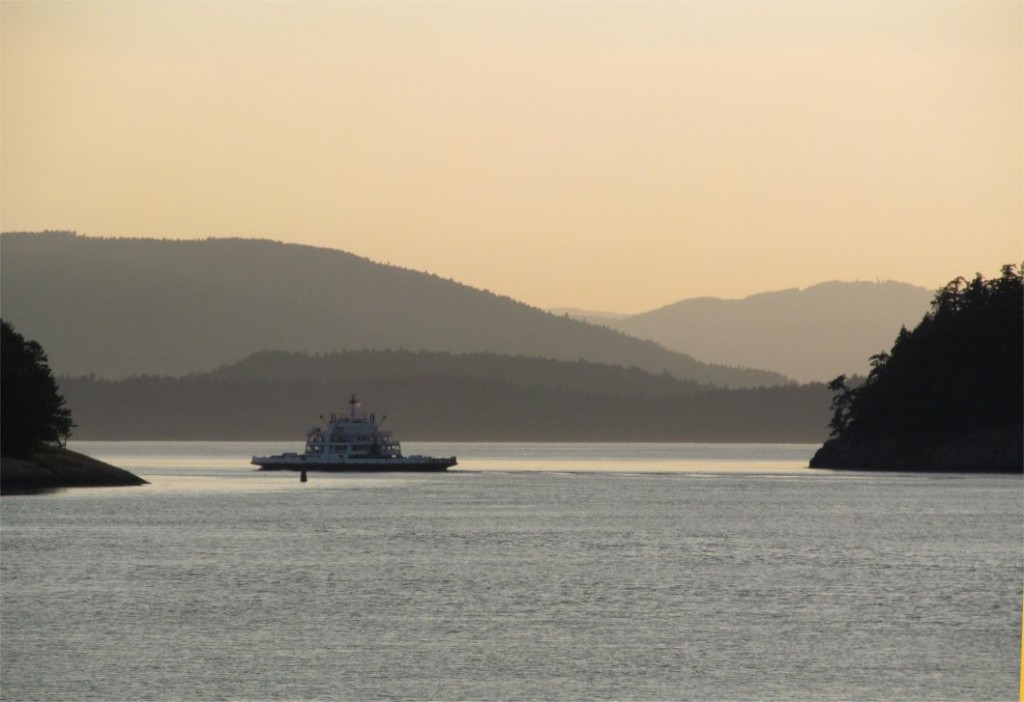 Ferry, sunset