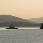 Ferry, sunset